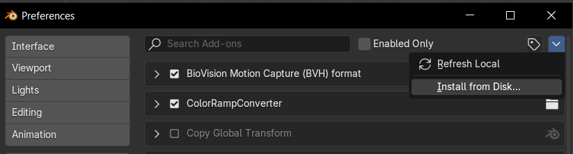 ColorRampConverter New Install Button