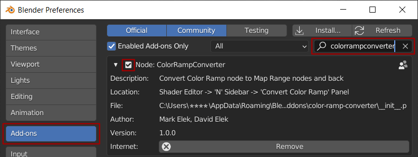 ColorRampConverter Installed